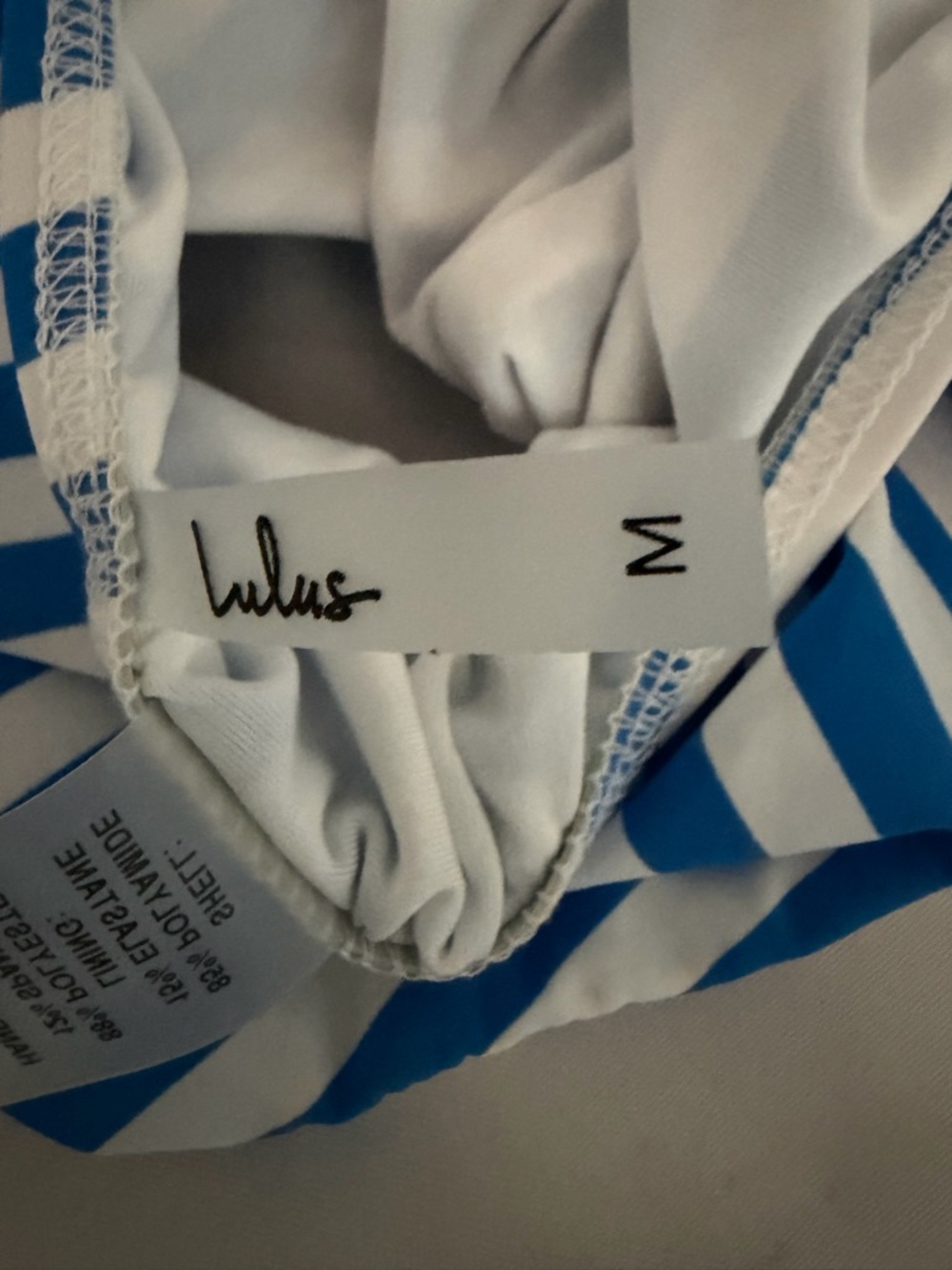 NEW Lulu's Blue and White Striped Lace up back One-Piece - Picture 11 of 12